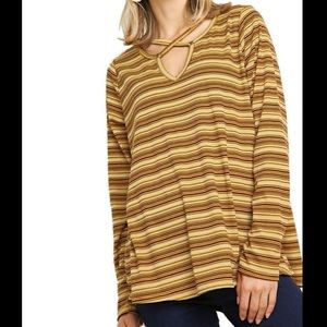Umgee Striped Ribbed Long Sleeve‎ Top